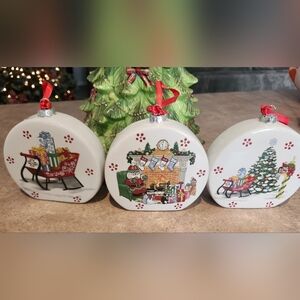 Charming Holiday Ornament Set with Santa and Sleigh
